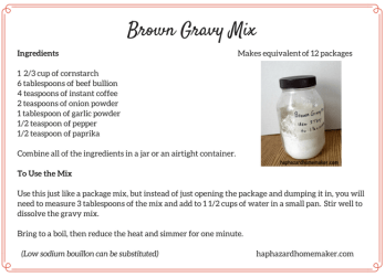 Make Your Own Brown Gravy Mix Recipe Card - haphazardhomemaker.com