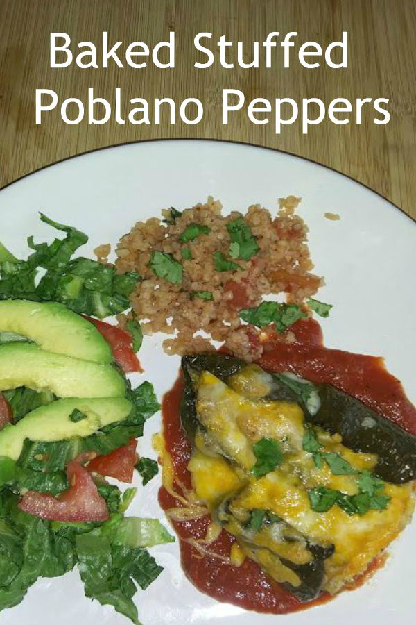 Chile Rellenos with Beef with Keto-friendly Spanish rice and salad - haphazardhomemaker.com