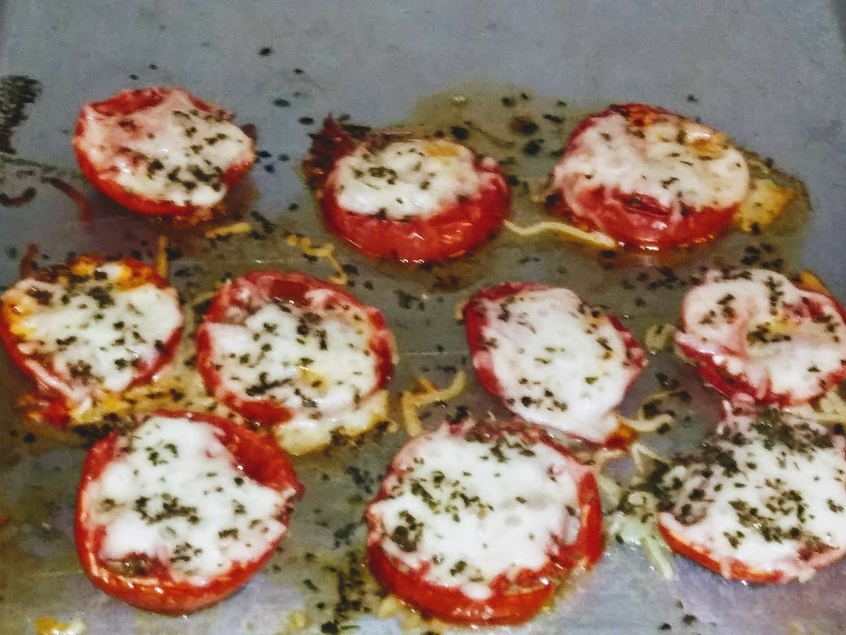 Baked Tomatoes with Cheese on a Sheet Pan - haphazardhomemaker.com