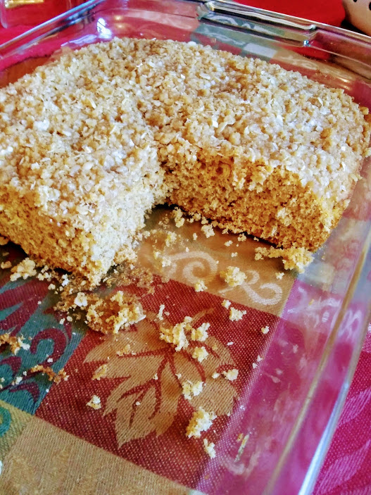 Easy Pumpkin Spice Cake with Oatmeal Streusel Crumb Topping - haphazardhomemaker.com
