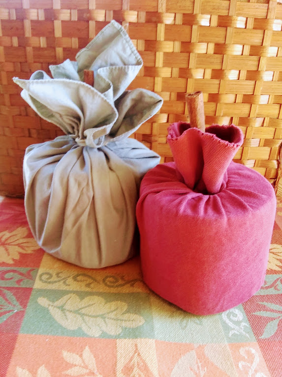 Toilet paper rolls wrapped in fabric