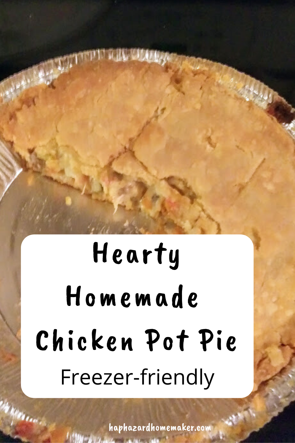 pie pan with chicken pot pie